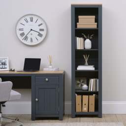 Chalford Inky Blue Tall and Slim Bookcase - The Cotswold Company