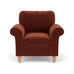 Armchair - Brick - Matt Velvet - Hurley - The Cotswold Company - thumbnail 2
