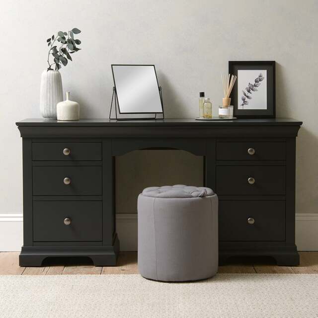 Chantilly Dusky Black Double Pedestal Dressing Table - The Cotswold Company - image 1