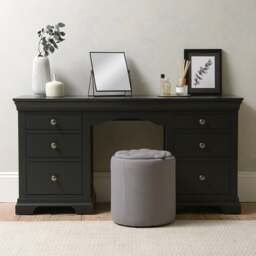 Chantilly Dusky Black Double Pedestal Dressing Table - The Cotswold Company