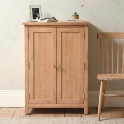 Large Shoe Cupboard - Inglesham Whitewash Oak - The Cotswold Company