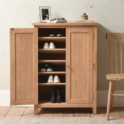 Large Shoe Cupboard - Inglesham Whitewash Oak - The Cotswold Company - thumbnail 2