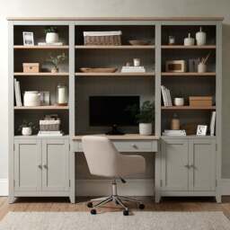 Library Cabinet and Workstation - Chester Dove Grey - The Cotswold Company - thumbnail 1