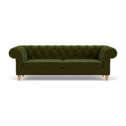 3 Seater Sofa - Forest Green - Matt Velvet - Harris Chesterfield - The Cotswold Company - thumbnail 2