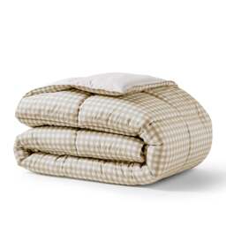 Night Lark® Gingham Print Coverless Duvet - Taupe - thumbnail 4