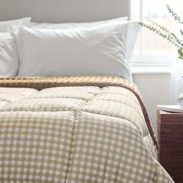 Night Lark® Gingham Print Coverless Duvet - Taupe - thumbnail 2