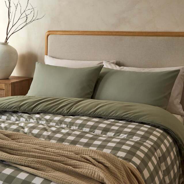 Night Lark® Olive Gingham Coverless Duvet Set - image 1