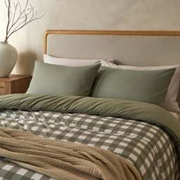 Night Lark® Olive Gingham Coverless Duvet Set - thumbnail 1