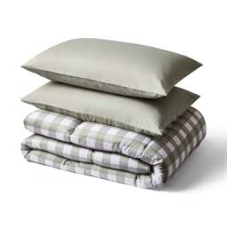Night Lark® Olive Gingham Coverless Duvet Set - thumbnail 4