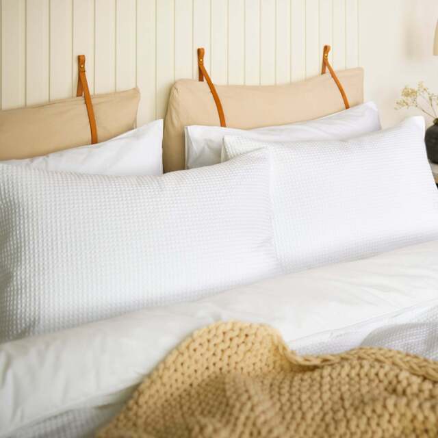 Night Lark®  Natural 100% Cotton Waffle Pair of Pillowcases - White - image 1