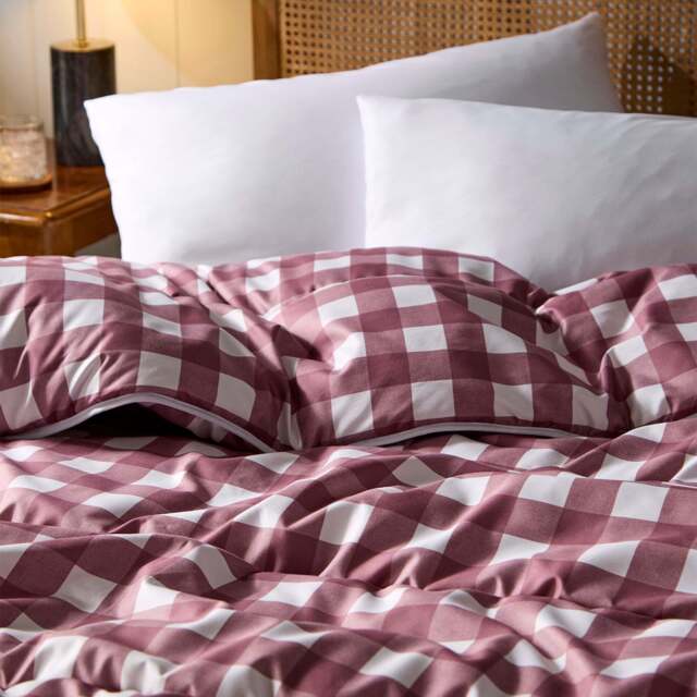 Night Lark® Gingham Burgundy Coverless Duvet Set - image 1
