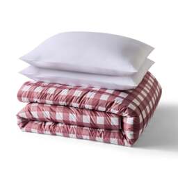 Night Lark® Gingham Burgundy Coverless Duvet Set - thumbnail 7