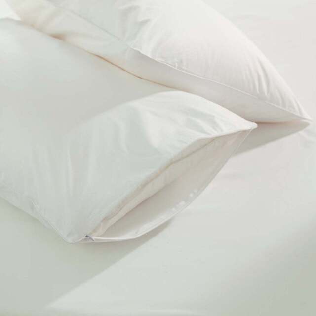 Cotton Pillow Protector Pair with Zip Finish