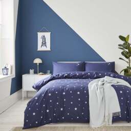 Scattered Stars Navy Blue Organic Cotton Pillowcase - thumbnail 3