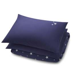Scattered Stars Navy Blue Organic Cotton Pillowcase - thumbnail 6