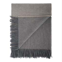 Manhattan Supersoft Merino Lambswool Throw Mushroom with Grey - thumbnail 1