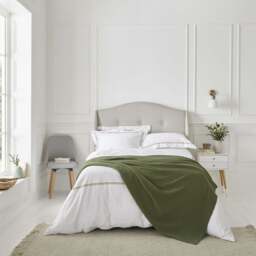 Lexington 300TC Sateen Olive Green & White Two Line Pillowcase - thumbnail 3