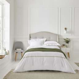 Lexington 300TC Sateen Olive Green & White Two Line Pillowcase - thumbnail 2