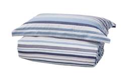 Hudson Blue Grey Stripe Cotton Duvet Cover - thumbnail 4