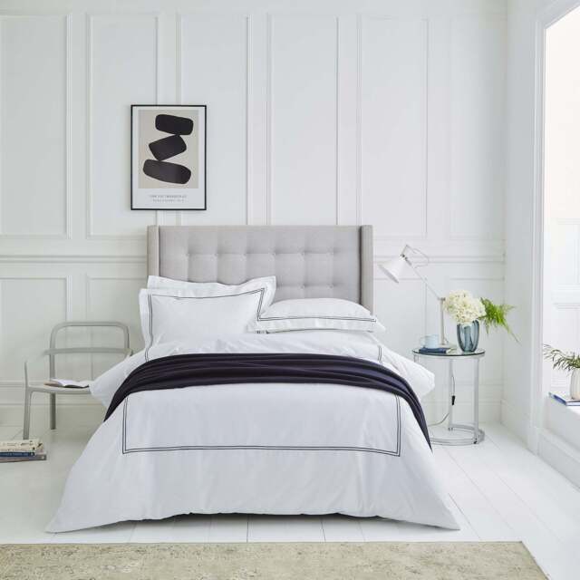 Lexington 300TC Sateen Navy & White Two Line Duvet Cover - image 1