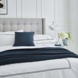 Lexington 300TC Sateen Navy & White Two Line Duvet Cover - thumbnail 3
