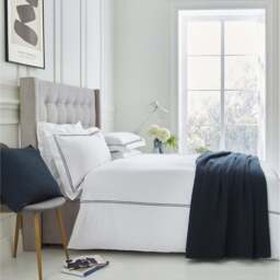 Lexington 300TC Sateen Navy & White Two Line Duvet Cover - thumbnail 2