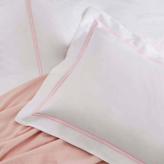 Lexington 300TC Organic Cotton Sateen Pink Two Line Oxford Pillowcase - image 1