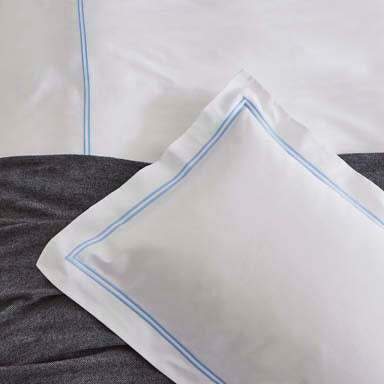 Lexington 300TC Organic Cotton Sateen Pale Blue Two Line Oxford Pillowcase - image 1