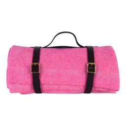 Lisbon Cotton Herringbone Picnic Blanket with Leather Carry Strap - thumbnail 4