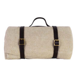 Lisbon Cotton Herringbone Picnic Blanket with Leather Carry Strap - thumbnail 6