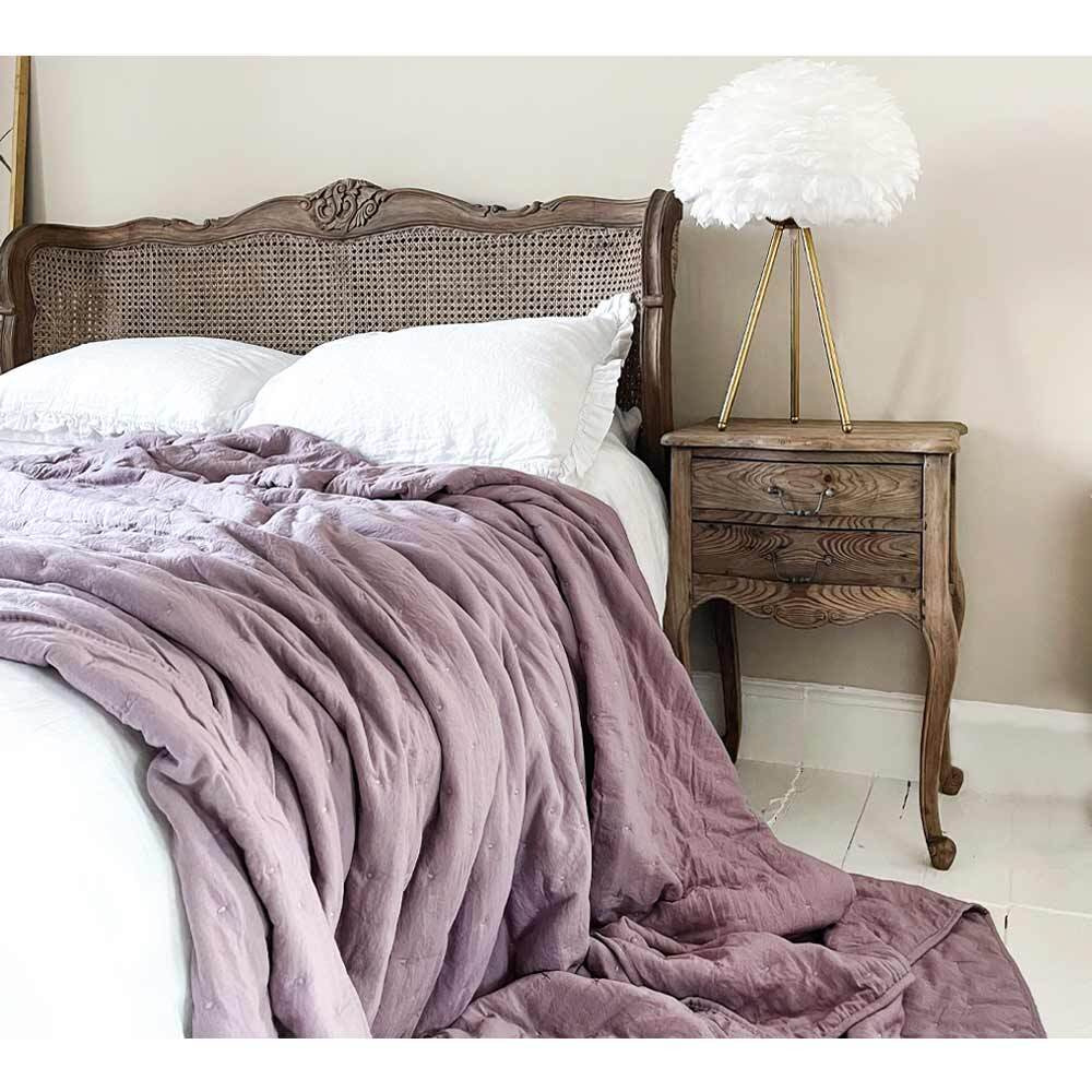 Peachskin Quilted Bedspread in Lilac Pink - Award Winning Super Soft Large Scale Quilted Bedspread in Lilac Pink
