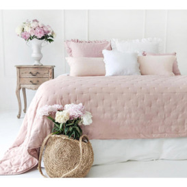 Peachskin Quilted Scale Quilted Soft Bedspread Super Petal Pink Bedspread French by in in Bedroom Pink Award Pale Large Winning 