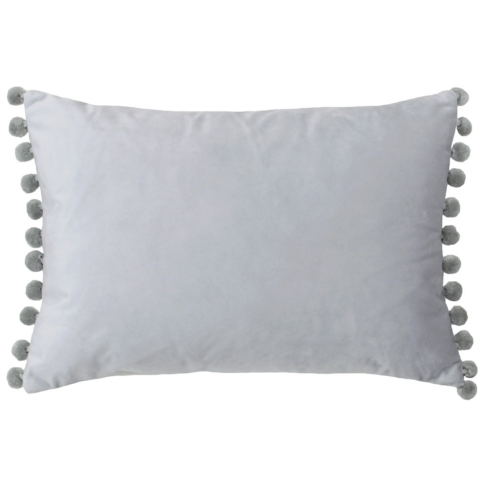 Dove Grey Velvet Pom Poms Cushion - image 1