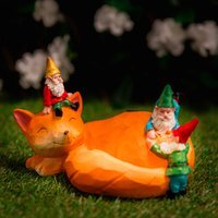 Solar Sleeping Fox Ornament Gnome - Orange