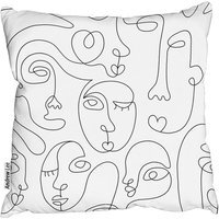 Line Drawing Of Faces Outdoor Cushion - White / 60cm - thumbnail 1