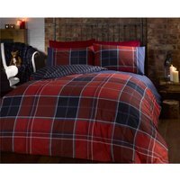 Argyle Design Tartan Duvet Cover Set - Red / King