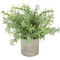 Rosemary Plant In Stone Effect Pot Faux Plant Fresh Accent - Green - thumbnail 1