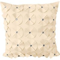 3d Petal Detail With Gem Stud Detail Cushion - Cream / 56cm