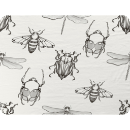 Sketch Of Scarab Beetle May Bug Bee And Dragonfly Blanket - Black - thumbnail 2