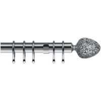 25-28mm Allure End Satin Silver Metal Curtain Pole Set - Silver / 120cm