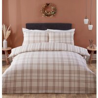 Autumn Check Duvet Cover and Pillowcase Set - Brown / Single