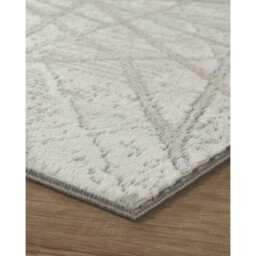 Perla Modern Abstract Linear Living Room Area Rug Metallic Sheen Axis-Grey - Grey / 290cm - thumbnail 5