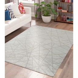 Perla Modern Abstract Linear Living Room Area Rug Metallic Sheen Axis-Grey - Grey / 290cm - thumbnail 3
