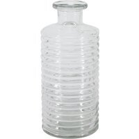 Horizontal Ribbed Glass Bottle Vase - Clear