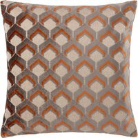 Ledbury Velvet Jacquard Cushion - Ginger and Grey