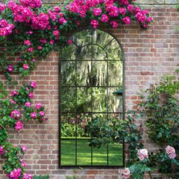 MirrorOutlet Country Arch Large Outdoor Garden Wall Mirror 160 x 75cm - Antique Black - thumbnail 2
