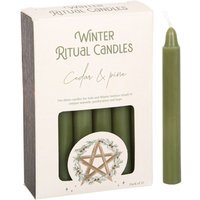 Cedar Pine Yule Ritual Spell Candle Set - Green