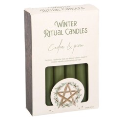 Cedar  Pine Yule Ritual Spell Candle Set - Green - thumbnail 4