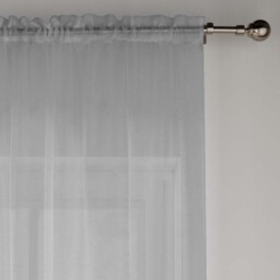 Pair of Slot Top Sheer Plain Woven Voile Curtain Panels - Silver / 137cm - thumbnail 5