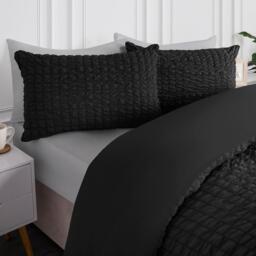Geo Seersucker Duvet Set - Black / King - thumbnail 2